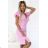 479-10 NINA elegant dress with envelope neckline, sleeves and belt - candy pink