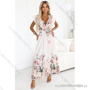 609-1 Satin maxi dress with plunging neckline and floral ombre – boho elegance