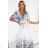 613-1 CELINA Airy maxi dress with envelope neckline, belt and floral ombre - light blue