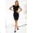 608-1 Sensual pencil dress with short sleeves and decorative neckline – black