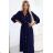 531-6 Midi-Hemdkleid mit goldenen Knöpfen und Krawatte - Marineblau