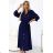 531-6 Midi-Hemdkleid mit goldenen Knöpfen und Krawatte - Marineblau