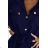 531-6 Midi-Hemdkleid mit goldenen Knöpfen und Krawatte - Marineblau