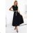 596-3 Elegant midi shirt dress with gold buttons and belt - black