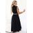 596-3 Elegant midi shirt dress with gold buttons and belt - black