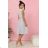311-20 LILA Plisované šaty s krátkým rukávem a páskem - šedé