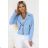 481-3 Suede biker jacket with long sleeves and zippers - light blue
