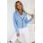 481-3 Suede biker jacket with long sleeves and zippers - light blue