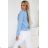 481-3 Suede biker jacket with long sleeves and zippers - light blue