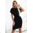 240-8 ROXI dress with asymmetrical skirt and belt - BLACK