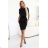 240-8 ROXI dress with asymmetrical skirt and belt - BLACK