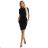 240-8 ROXI dress with asymmetrical skirt and belt - BLACK