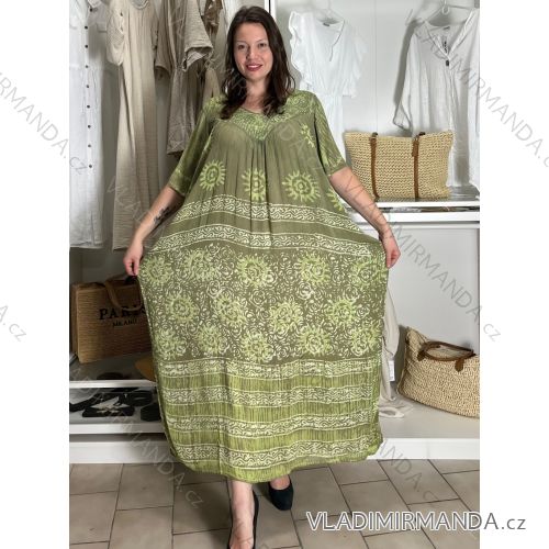 Šaty volnočasové letní krátký rukáv dámské nadrozměr LAJLA (54/56/58 ONE SIZE) INDICKÁ MÓDA PME25N-5611-D