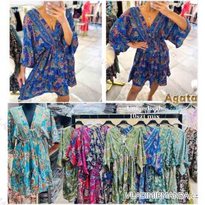 Šaty krátké letní dlouhý rukáv dámské (S/M/L ONE SIZE) INDICKÁ MÓDA IMWKA252398