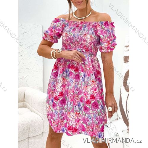 Šaty krátké letní květované krátký rukáv dámské (XS/S/M ONE SIZE) ITALSKÁ MÓDA IMWGB252414