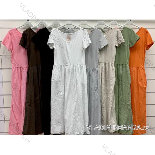 Šaty dlouhé letní krátký rukáv dámské (S/M/L ONE SIZE) ITALSKÁ MÓDA IMWCP252527