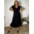 Summer dress oval short sleeve women's oversized (50/52/54 ONE SIZE) ITALIAN FASHION IM425011  black