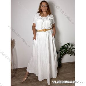 Sukně mušelínová dlouhá s páskem dámská nadrozměr ERIKA (48/50/52 ONE SIZE) ITALSKÁ MÓDA IM425486