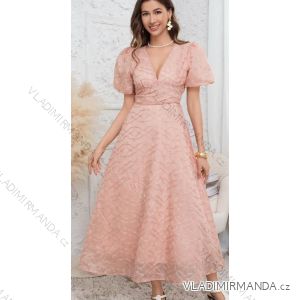 Šaty dlouhé elegantní letní krátký rukáv dámské SIREINA (S/M/L ONE SIZE) ITALSKÁ MÓDA IMPOC256565/DUR