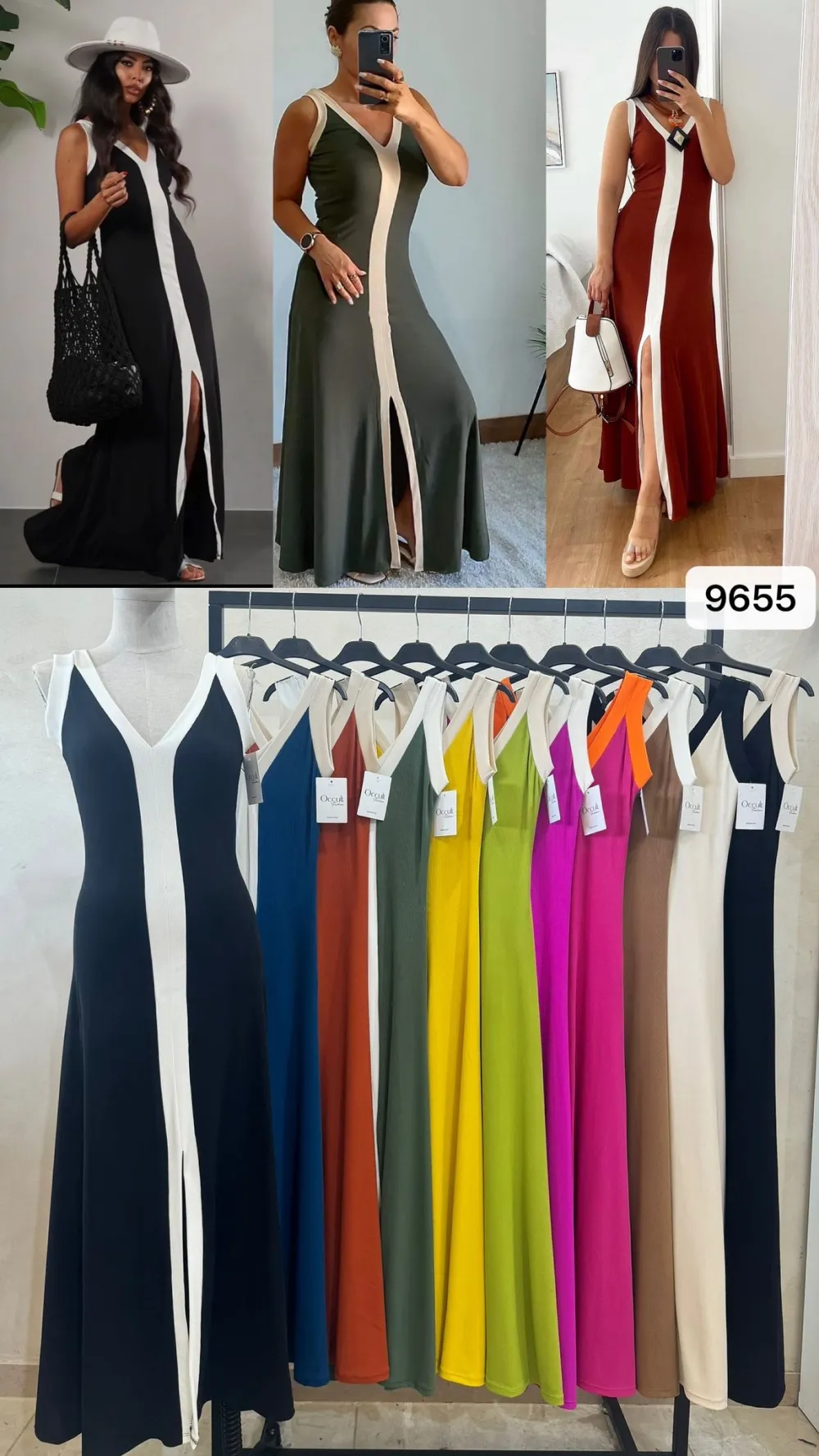 Šaty dlouhé letní na ramínka dámské SIMONE (S/M/L ONE SIZE) ITALSKÁ MÓDA IMPOC259655/DUR