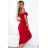 564-10 CALLIE Off-the-shoulder midi dress with neckline - red