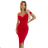 564-10 CALLIE Off-the-shoulder midi dress with neckline - red