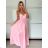 Long summer satin dress with straps women with belt (UNI S / M) ITALIAN FASHION IMM22INFINITE -   green pea -   S / M