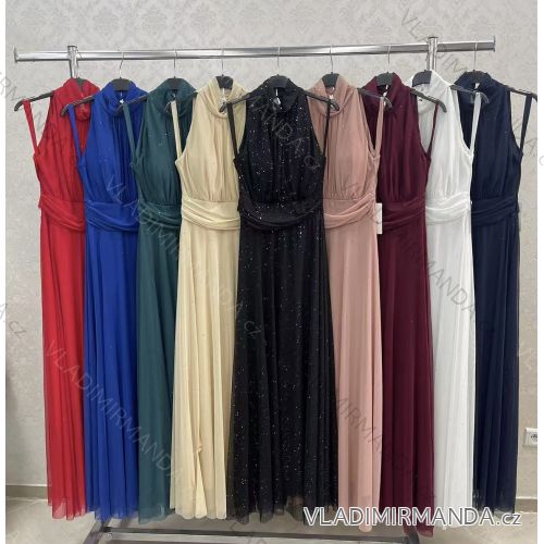 Long tulle glittery sleeveless party dress for women (S/M/L ONE SIZE) ITALIAN FASHION IMWKY252567
