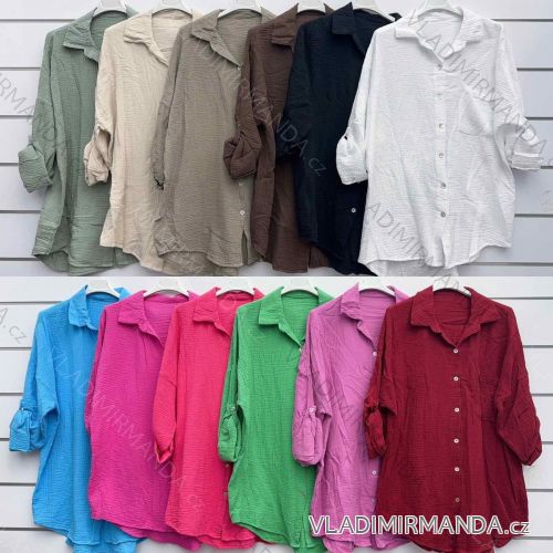 Damen Musselin 3/4 Langarmshirt (S/M/L ONE SIZE) ITALIAN FASHION IMWKK252576