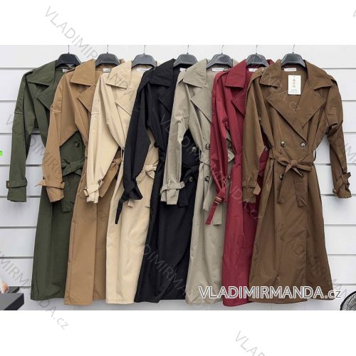 Kabát dlouhý slabý s páskem dlouhý rukáv dámský (S/M/L ONE SIZE) ITALSKÁ MÓDA IMWKK252579