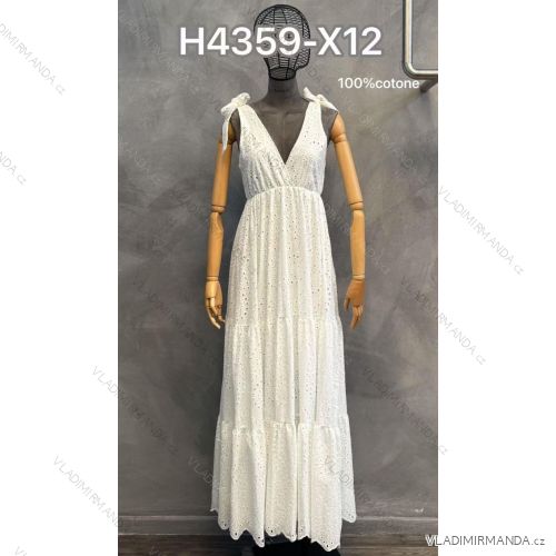 Šaty dlouhé letní bez rukávů madeira dámské (S/M/L ONE SIZE) ITALSKÁ MÓDA IMM25M4359