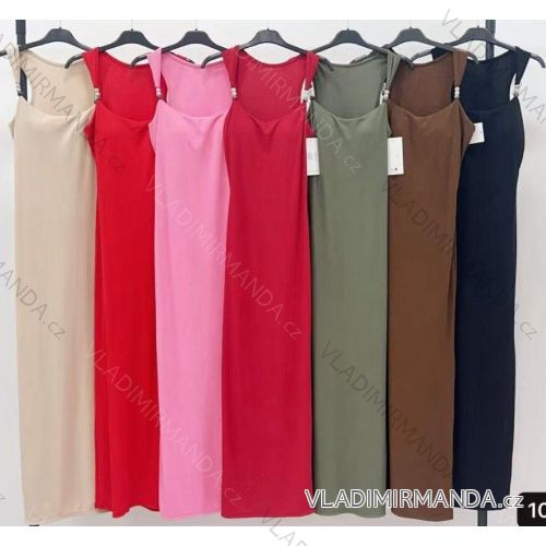 Šaty dlouhé letní elegantní na ramínka dámské (XS/S/M ONE SIZE) ITALSKÁ MÓDA IMM25M10931