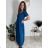 Women's long summer ribbed short sleeve dress (XS/S/M/L ONE SIZE) ITALIAN FASHION IMSM25128