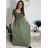 Women's long summer ribbed short sleeve dress (XS/S/M/L ONE SIZE) ITALIAN FASHION IMSM25128