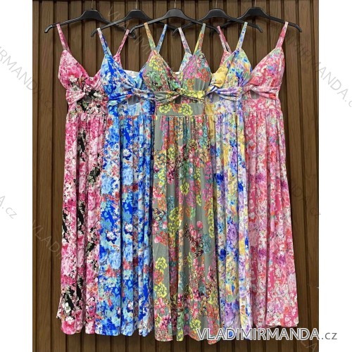 Long summer dress lemon, floral with straps for women (XS/S/M ONE SIZE) ITALIAN FASHION IMWHD252134 XS/S/M purple