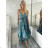 Šaty dlouhé letní na ramínka dámské RAMONA (S/M/L ONE SIZE) INDICKÁ MÓDA IMWKA251062-1/DUR S/M/L modrá
