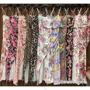 Šaty dlouhé letní květované a leopardí na ramínka dámské PAIPER (XS/S/M ONE SIZE) ITALSKÁ MÓDA IMWHD252147-1/DUR