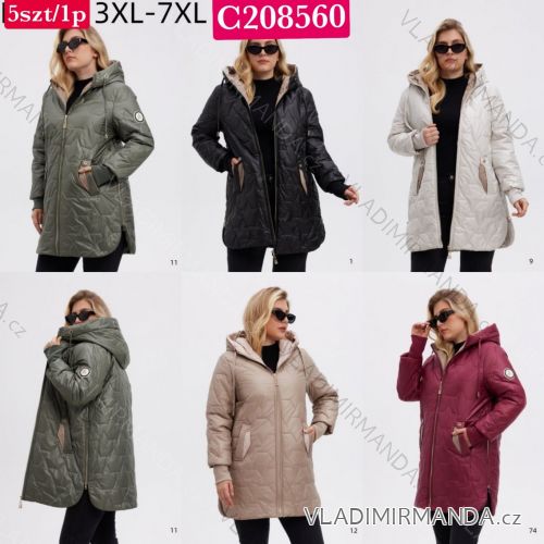 Bunda jesenná s kapucňou na zips dlhý rukáv dámska nadrozmer (3XL - 7XL) SWEST IMWSW25C208560