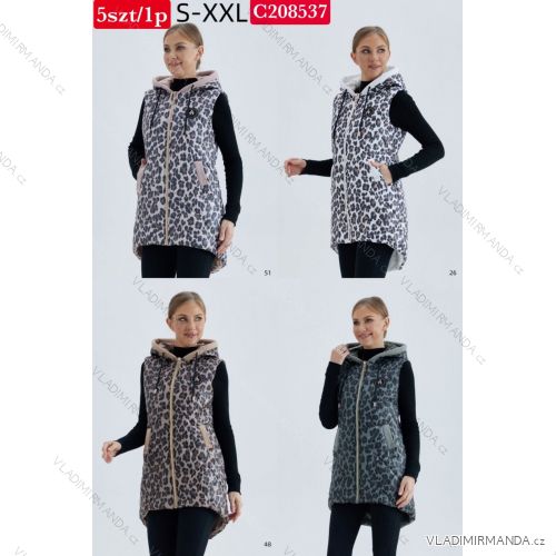 Bunda jesenná s kapucňou na zips bez rukávu dámska nadrozmer (S - 2XL) SWEST IMWSW25C208537