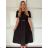Šaty elegantné s opaskom krátky rukáv dámske (XS/S/M ONE SIZE) TALIANSKA MÓDA IMWB251273/DU -   čierna -   S / M