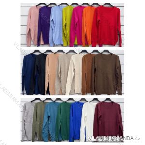 Svetr úpletový dlouhý rukáv dámský (S/M/L ONE SIZE) ITALSKÁ MÓDA IMWKK252691