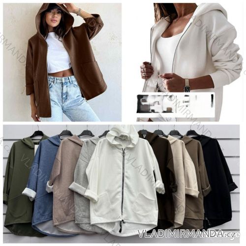 Mikina s kapucí na zip dlouhý rukáv MASELKO dámská (S/M/L ONE SIZE) ITALSKÁ MÓDA IMWGA252805