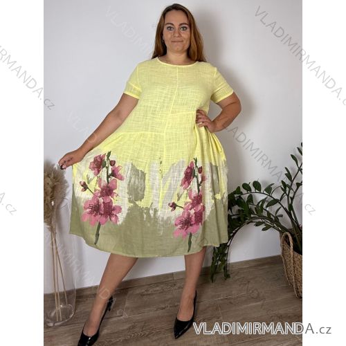 Šaty letné krátky rukáv dámske nadrozmer FLOO (48/50/52 ONE SIZE) TALIANSKA MÓDA IM425421