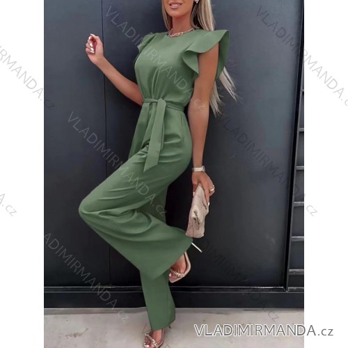 Overal dlouhý bez rukávu dámský (S/M ONE SIZE) ITALSKÁ MÓDA IMD22567/DU khaki