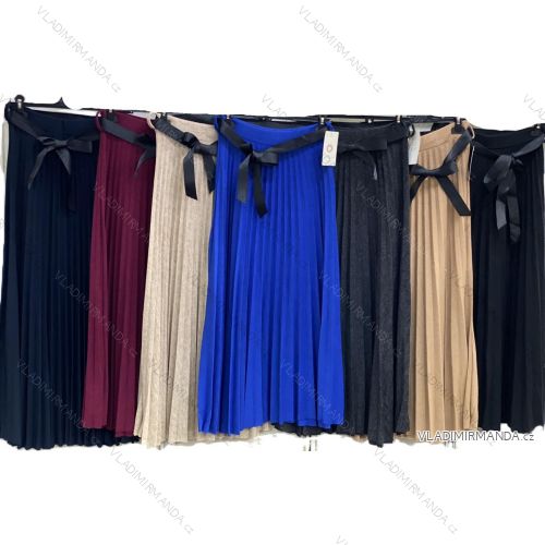 Women's long pleated skirt with belt (S/M/L ONE SIZE) ITALIAN FASHION IMC25333
