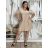Short summer dress short sleeve women's oversized (40/42/44 ONE SIZE) ITALIAN FASHION IMD25022 S / M / L beige
