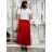 Women's Long Satin Pleated Skirt (S/M ONE SIZE) ITALIAN FASHION IMM22FS22091 S / M / L red