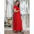 Women's long summer ribbed short sleeve dress (XS/S/M/L ONE SIZE) ITALIAN FASHION IMSM25128