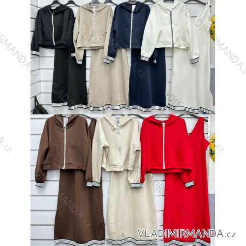 Souprava šaty a mikina dlouhý rukáv dámská (S/M/L ONE SIZE) ITALSKÁ MÓDA IMWGM252732