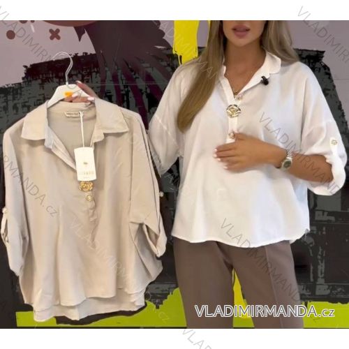 Tunika košeľová 3/4 dlhý rukáv dámska (S/M/L ONE SIZE) TALIANSKA MÓDA IMWGB252743